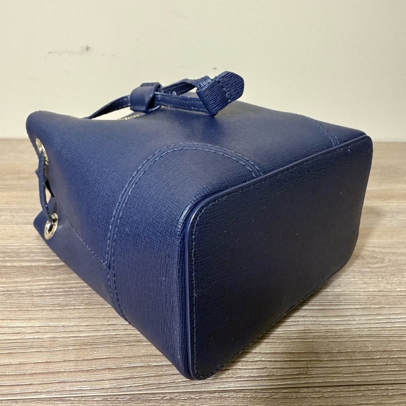 Furla Stacy Mini Drawstring Bucket Bag in navy Saffiano leather - Picture 7 of 17